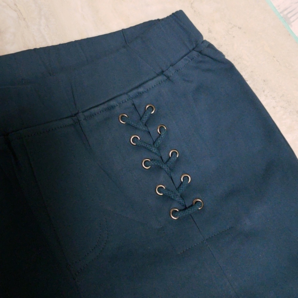 New SM Umgee Teal Lace Up Detail Leggings - Picture 7 of 8